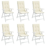 Garden Highback Chair Cushions 6 pcs Cream 120x50x3 cm Fabric - Top-Down View