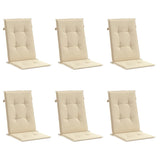 Garden Highback Chair Cushions 6 pcs Beige 120x50x3 cm Fabric - Side View