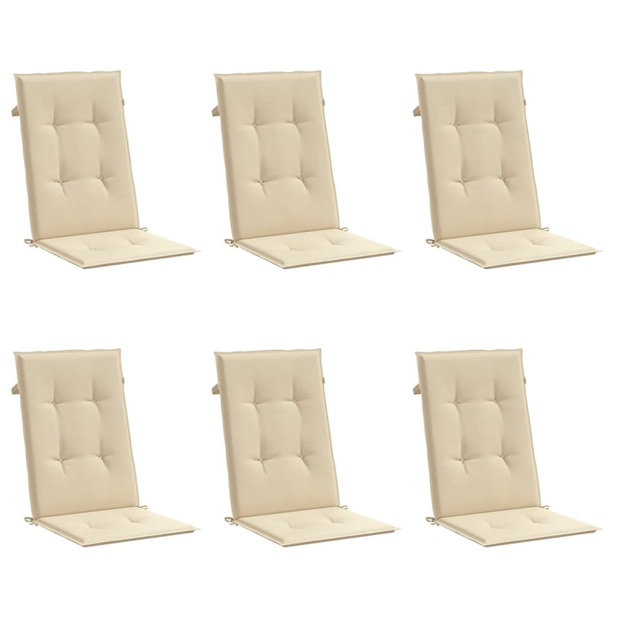 Garden Highback Chair Cushions 6 pcs Beige 120x50x3 cm Fabric