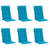 Garden Highback Chair Cushions 6 pcs Blue 120x50x3 cm Fabric - Side View