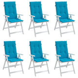 Garden Highback Chair Cushions 6 pcs Blue 120x50x3 cm Fabric - Top-Down View