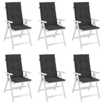 Garden Highback Chair Cushions 6 pcs Black 120x50x3 cm Fabric
