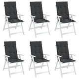 Garden Highback Chair Cushions 6 pcs Black 120x50x3 cm Fabric - Top-Down View