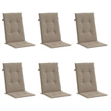 Garden Highback Chair Cushions 6 pcs Taupe 120x50x3 cm Fabric - Side View
