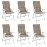 Garden Highback Chair Cushions 6 pcs Taupe 120x50x3 cm Fabric - Top-Down View