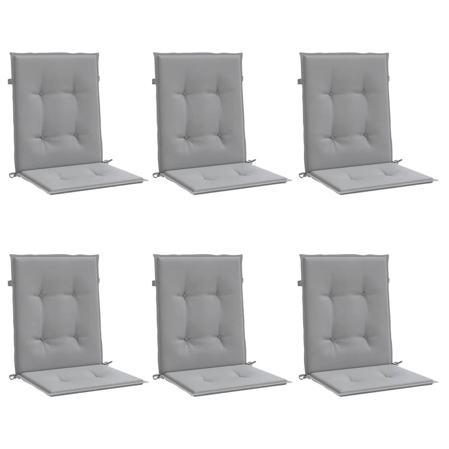 Garden Lowback Chair Cushions 6 pcs Grey Oxford Fabric