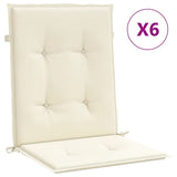 Garden Lowback Chair Cushions 6 pcs Cream 100x50x3 cm Oxford Fabric