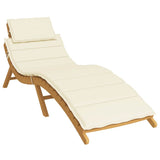 Sun Lounger Cushion Cream 186x58x4cm Oxford Fabric - Side View