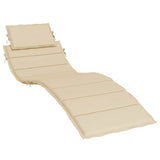 Sun Lounger Cushion Beige 186x58x4cm Oxford Fabric - Front View