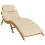 Sun Lounger Cushion Beige 186x58x4cm Oxford Fabric - Side View