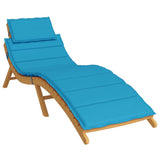 Sun Lounger Cushion Blue 186x58x4cm Oxford Fabric - Side View