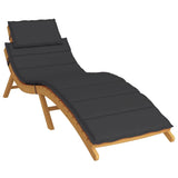 Sun Lounger Cushion Black 186x58x4cm Oxford Fabric - Side View