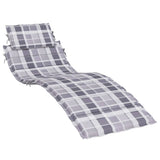 Sun Lounger Cushion Grey Check Pattern 186x58x4cm Oxford Fabric