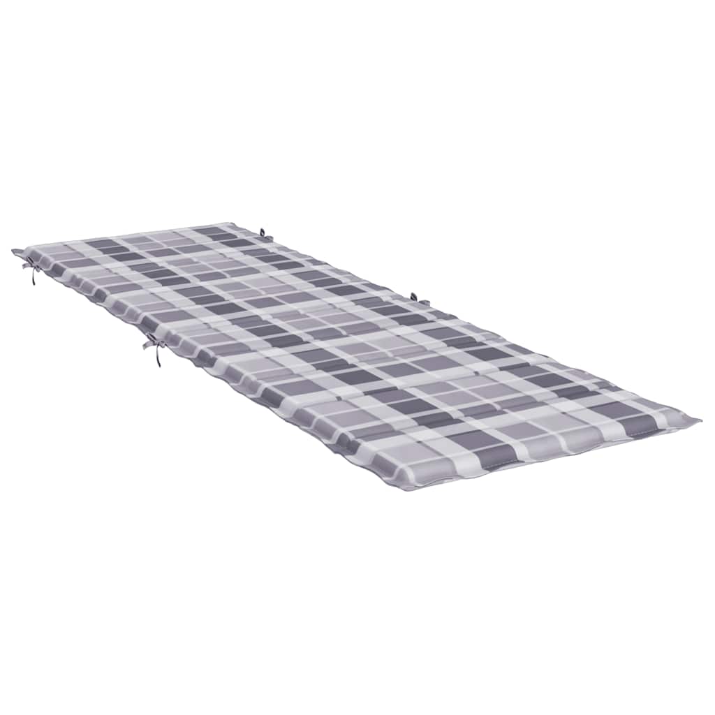Sun Lounger Cushion Grey Check Pattern 186x58x4cm Oxford Fabric