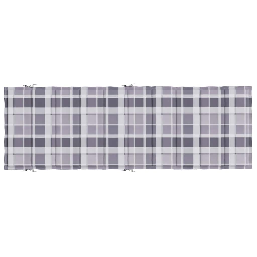 Sun Lounger Cushion Grey Check Pattern 186x58x4cm Oxford Fabric