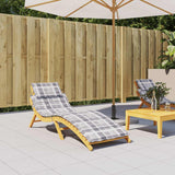Sun Lounger Cushion Grey Check Pattern 186x58x4cm Oxford Fabric