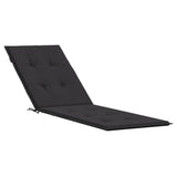 Deck Chair Cushion Black (75+105)x50x4 cm - Front View