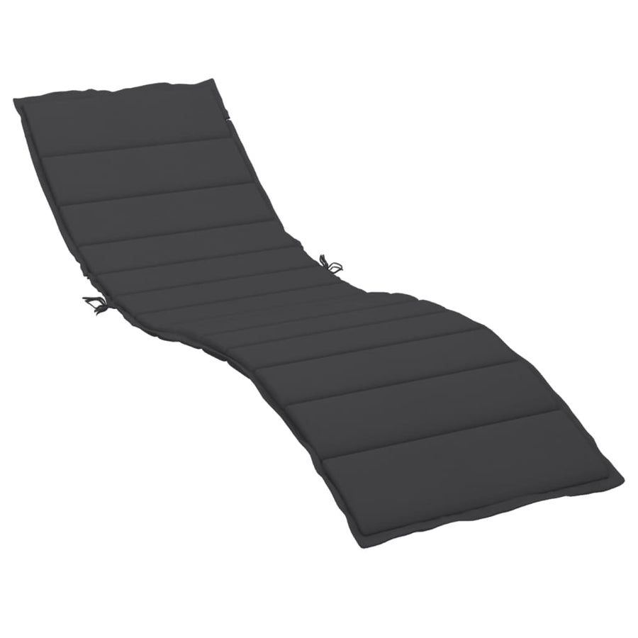 Sun Lounger Cushion Black 200x50x3cm Oxford Fabric