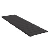 Sun Lounger Cushion Black 200x50x3cm Oxford Fabric - Top-Down View