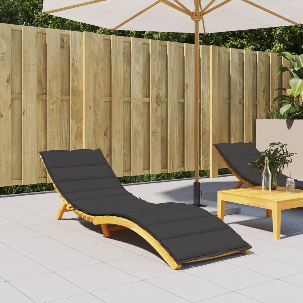 Sun Lounger Cushion Black 200x50x3cm Oxford Fabric