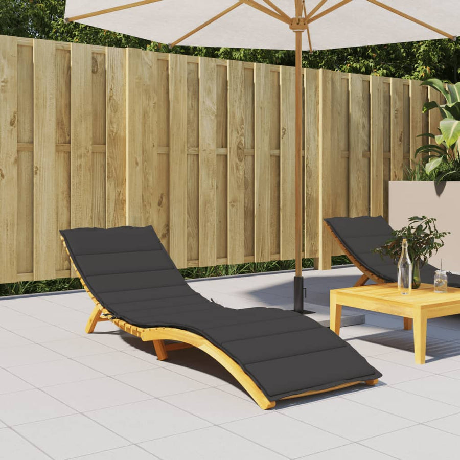 Sun Lounger Cushion Black 200x50x3cm Oxford Fabric