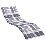 Sun Lounger Cushion Grey Check Pattern 200x50x3cm Oxford Fabric - Front View