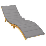 Sun Lounger Cushion Grey 200x60x3cm Oxford Fabric - Side View