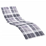 Sun Lounger Cushion Grey Check Pattern 200x60x3cm Oxford Fabric - Front View
