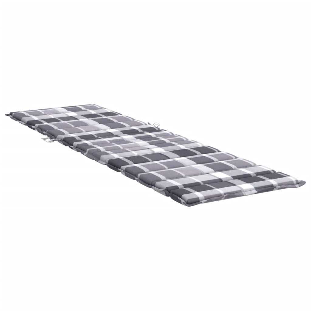 Sun Lounger Cushion Grey Check Pattern 200x60x3cm Oxford Fabric