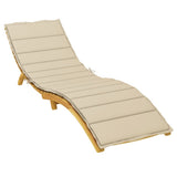 Sun Lounger Cushion Beige 200x70x3cm Oxford Fabric - Side View