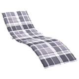Sun Lounger Cushion Grey Check Pattern 200x70x3cm Oxford Fabric
