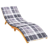 Sun Lounger Cushion Grey Check Pattern 200x70x3cm Oxford Fabric