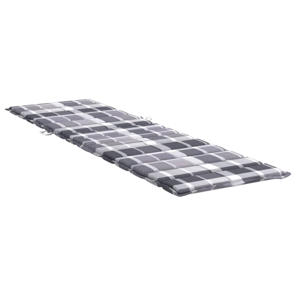 Sun Lounger Cushion Grey Check Pattern 200x70x3cm Oxford Fabric