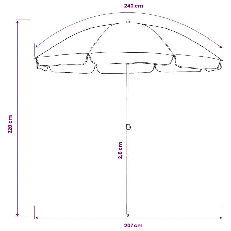 Beach Parasol Blue 240 cm