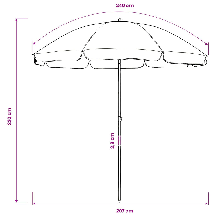 Beach Parasol Blue 240 cm