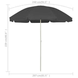 Beach Parasol Anthracite 240 cm - Rear View