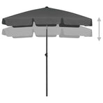 Beach Parasol Anthracite 180x120 cm
