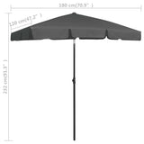 Beach Parasol Anthracite 180x120 cm - Low Angle