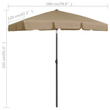 Beach Parasol Taupe 180x120 cm - Low Angle