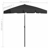 Beach Parasol Black 180x120 cm - Low Angle