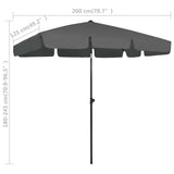 Beach Parasol Anthracite 200x125 cm - Low Angle