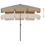 Beach Parasol Taupe 200x125 cm - Side View