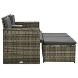 3 Piece Garden Lounge Set with Cushions Poly Rattan Grey - Side View