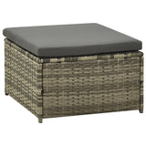 3 Piece Garden Lounge Set with Cushions Poly Rattan Grey - Rear View
