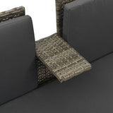 3 Piece Garden Lounge Set with Cushions Poly Rattan Grey - Close-Up Angle