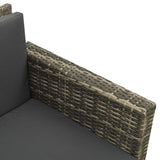 3 Piece Garden Lounge Set with Cushions Poly Rattan Grey - Low Angle