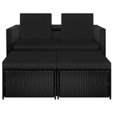 3 Piece Garden Lounge Set with Cushions Poly Rattan Black - 45-Degree Angle