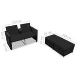 3 Piece Garden Lounge Set with Cushions Poly Rattan Black - Close-Up Angle