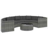 6 Piece Garden Lounge Set with Cushions Poly Rattan Grey - Front View