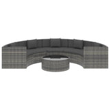6 Piece Garden Lounge Set with Cushions Poly Rattan Grey - Side View
